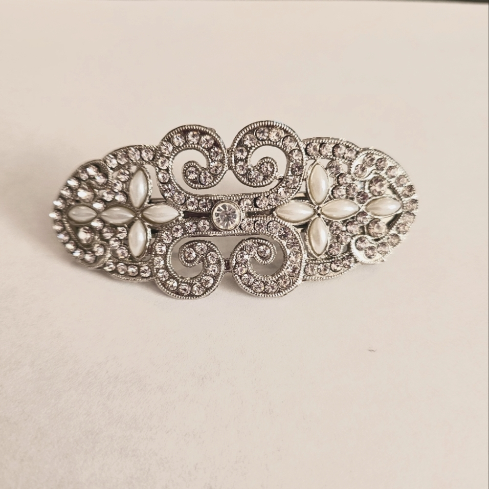 NWT Rhinestone costume jewelry bridal hair barrette clip Vintage inspired